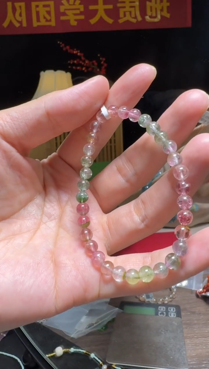 【闪购商品】碧玺手串未镶嵌西瓜碧玺圆珠手串约5.5-6mm