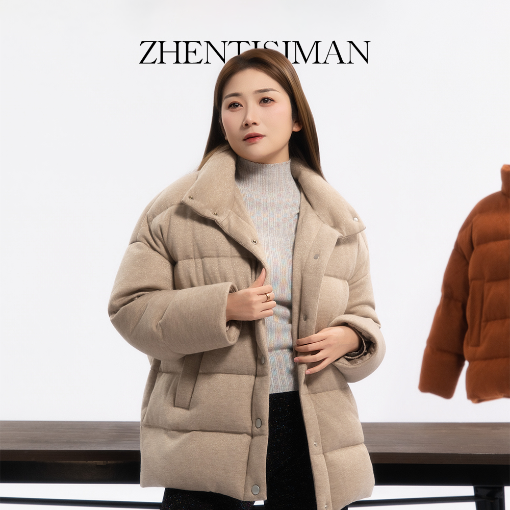 ZHENTISIMAN/YA5014/水晶纱95白鹅绒中款羽绒服女款爆款2025新款
