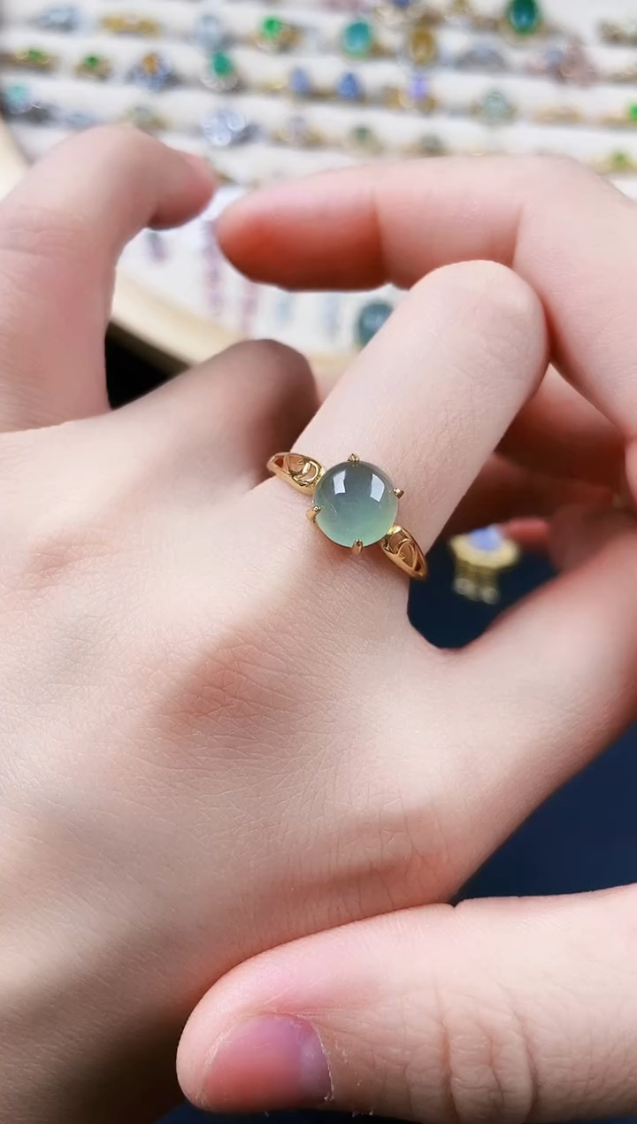 翡翠银S925镶嵌戒指54646