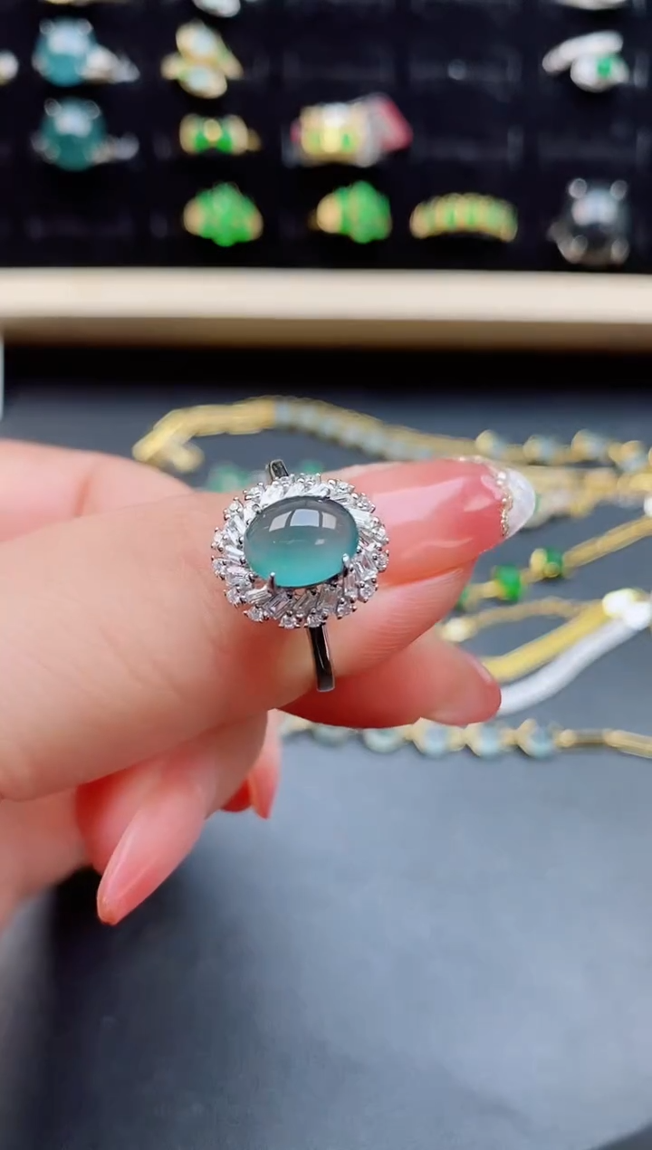 【闪购商品】翡翠戒指银S925镶嵌508550