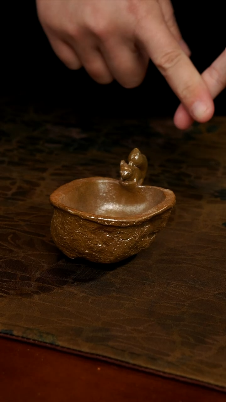 茶壶紫砂柴烧松鼠核桃杯