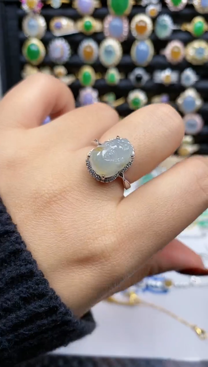 银S925镶嵌戒指翡翠394