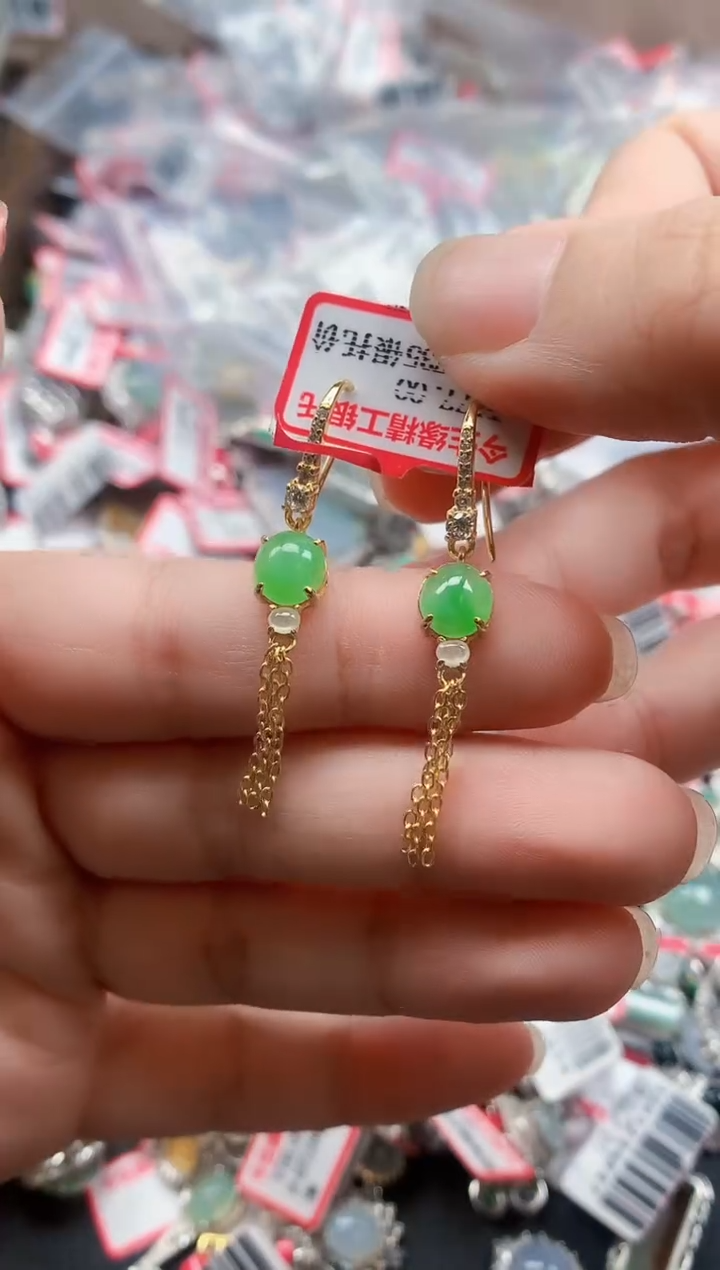 银S925镶嵌戒指翡翠天然A货缅甸翡翠