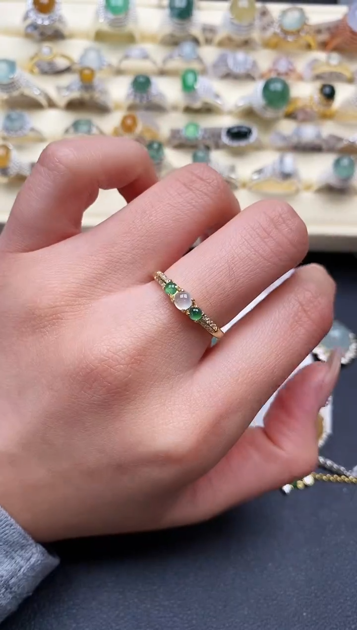 【闪购商品】翡翠戒指银S925镶嵌111111+5