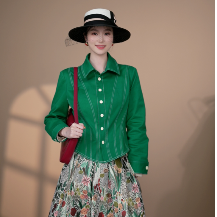 小井定制私服【可可外套】撞色明线收腰外套J25W533