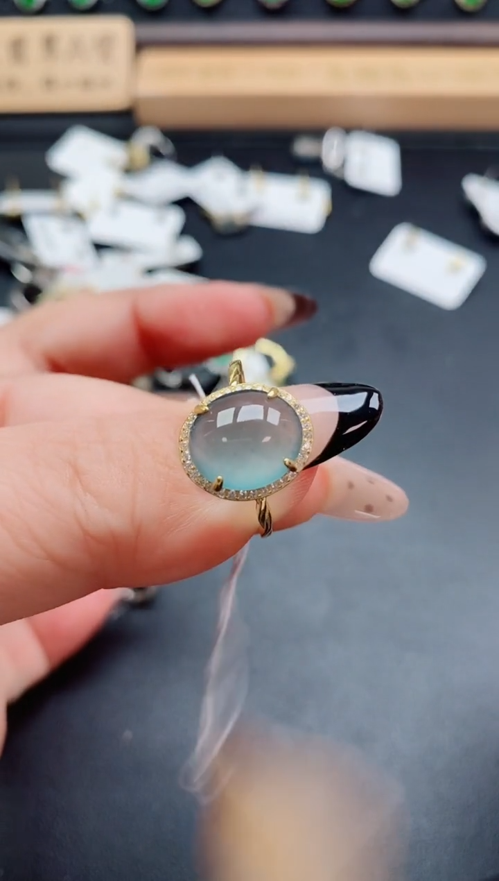 银S925镶嵌戒指翡翠1