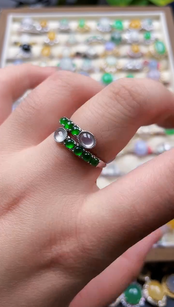 银S925镶嵌戒指翡翠219