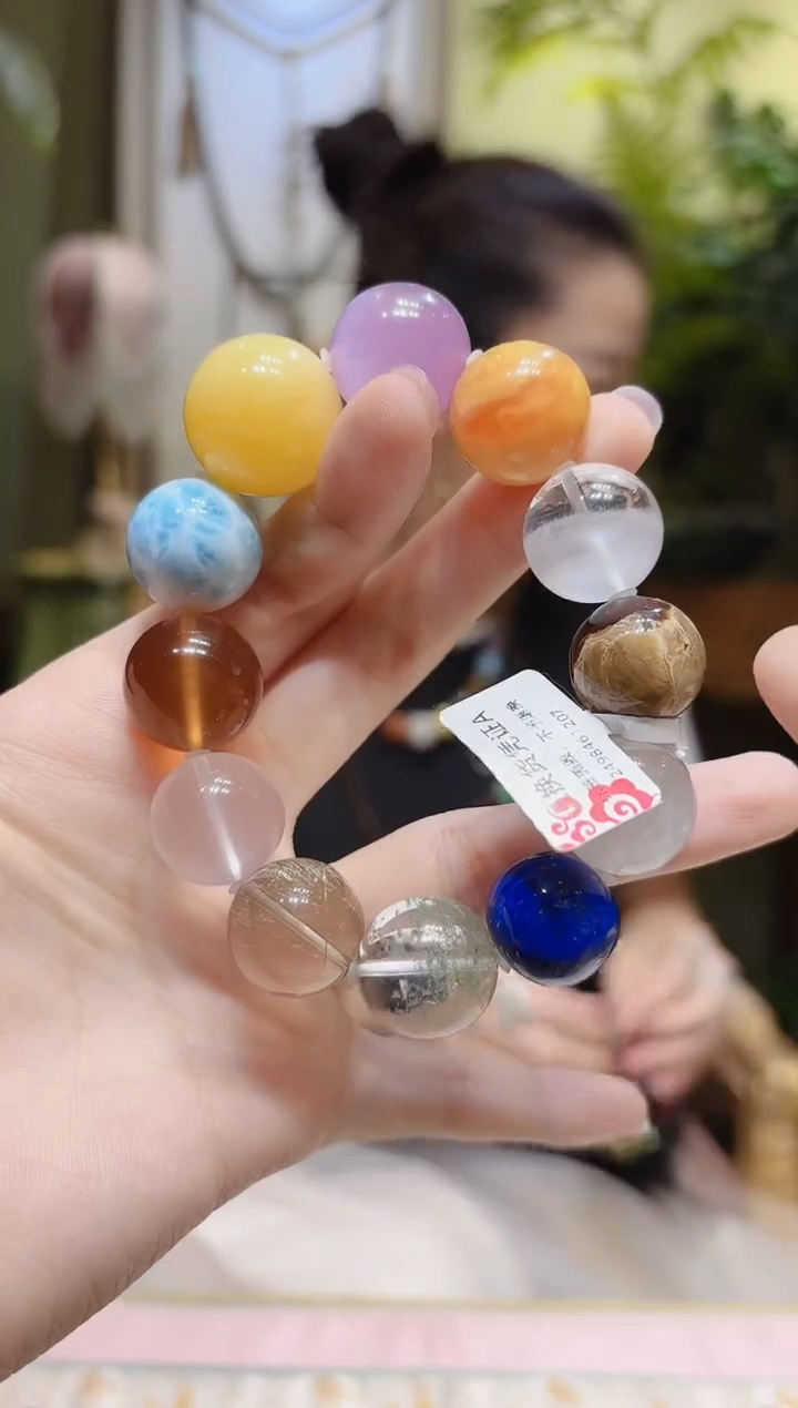 【闪购商品】蜜蜡手串未镶嵌蜜蜡海纹石青金配珠多宝手串