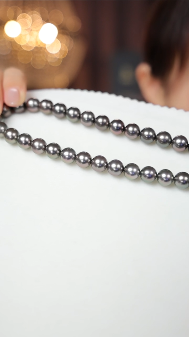 14K金镶嵌海水珍珠项链大溪地9-10mm真科研