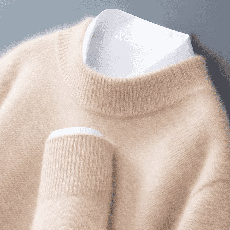 【精纺可机洗】秋冬男100%纯羊毛半高领套头毛衣宽松针织