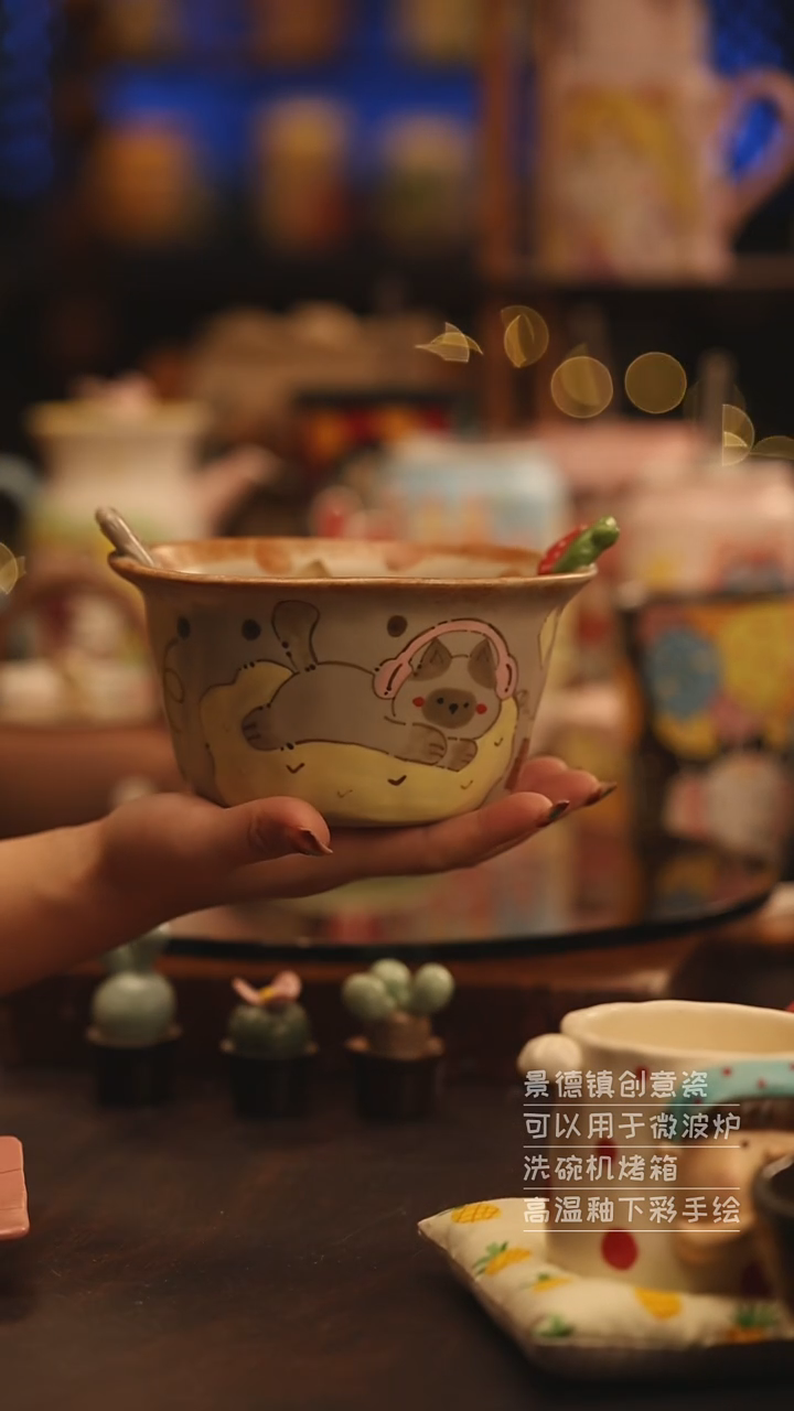 陶瓷景德镇可爱陶瓷釉下彩绘设计师款