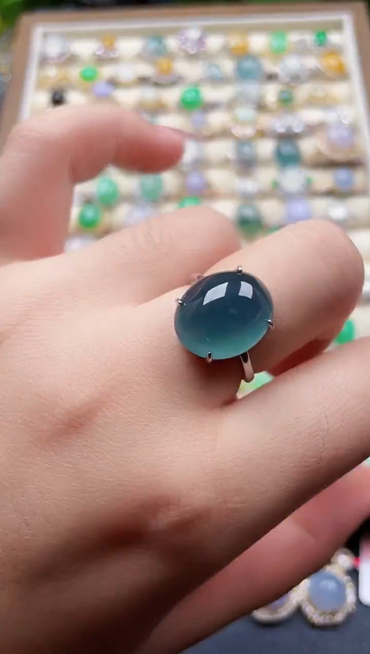 银S925镶嵌戒指翡翠178