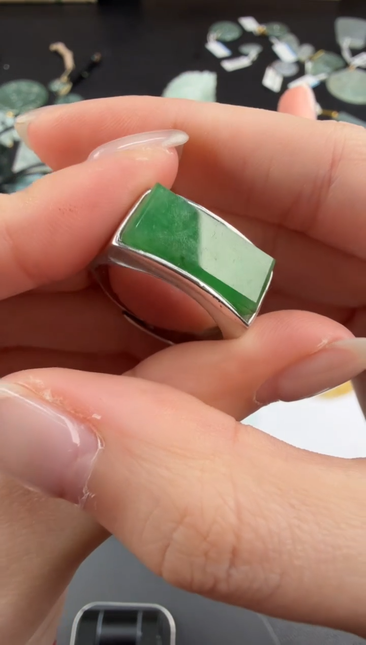 银S925镶嵌戒指翡翠翡翠饰品-278