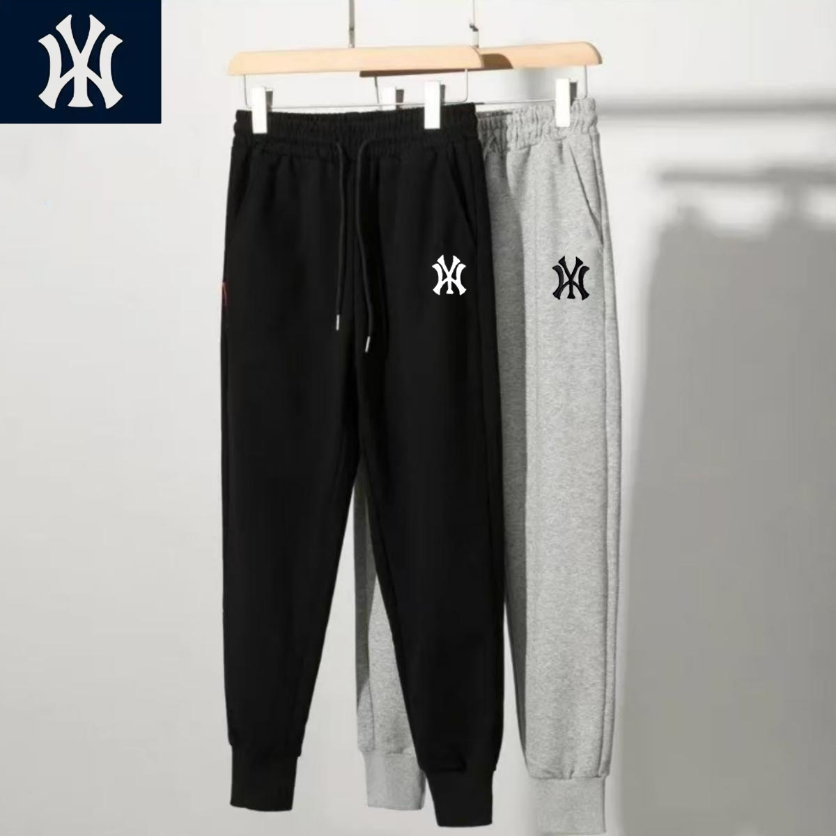 WY【加绒加厚】外贸单华棉加绒卫裤长裤束脚百搭时尚休闲裤刺绣JRWY