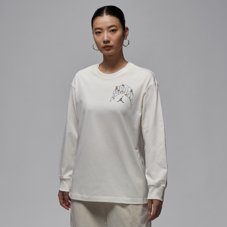 NIKE/耐克官方正品AJ女子白色时尚百搭长袖T恤HV0449-133