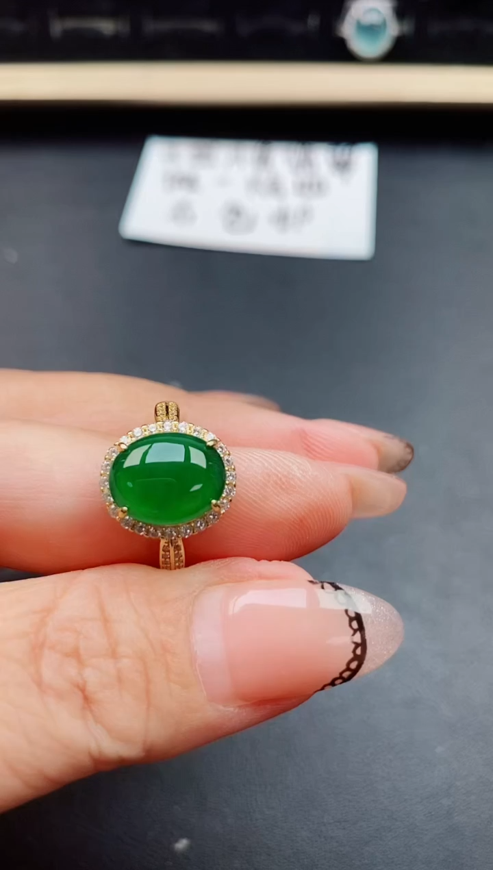 翡翠戒指银S925镶嵌0850