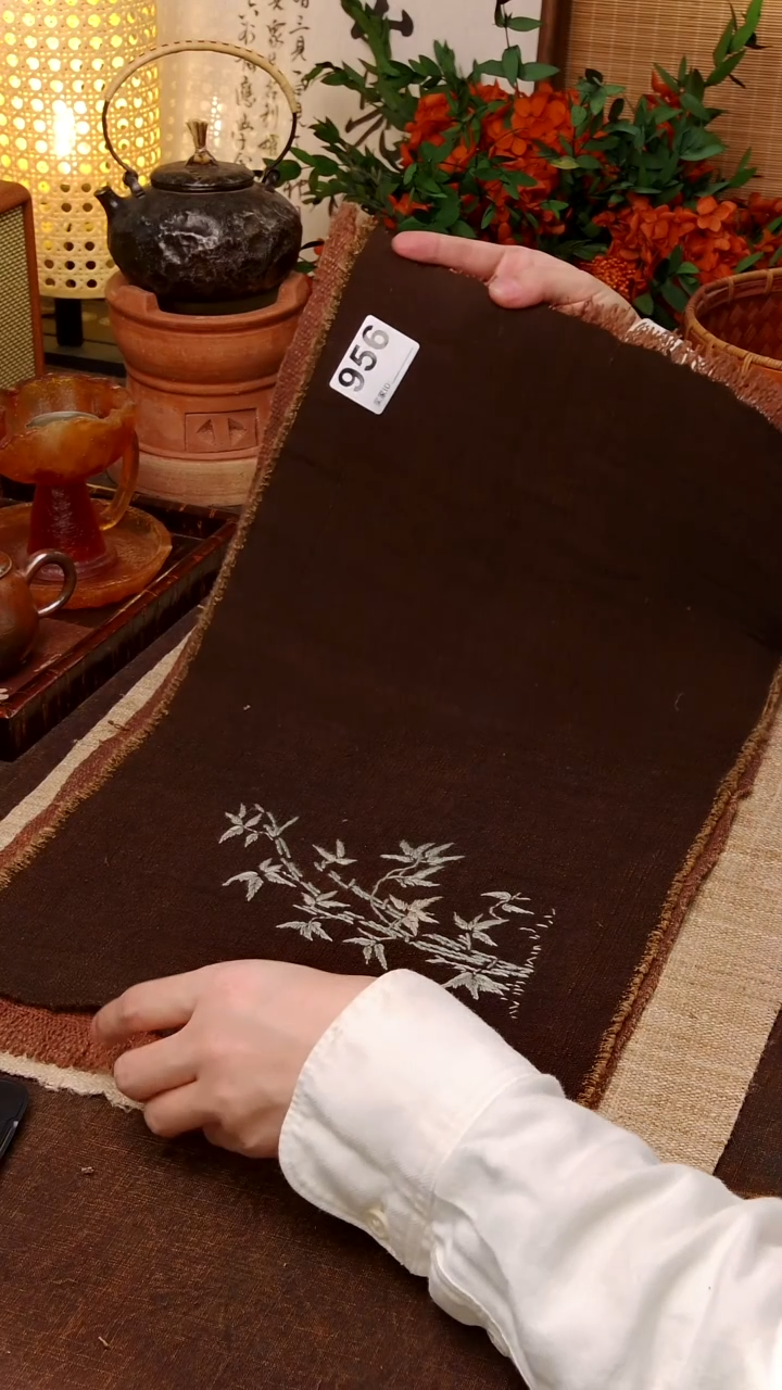 S*.Cici手作刺子绣柿染壶垫杯-956