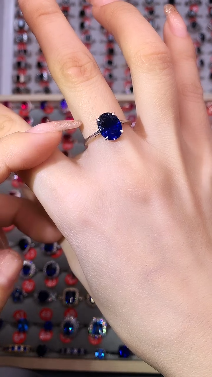 【闪购商品】蓝宝石戒指银S925镶嵌111111