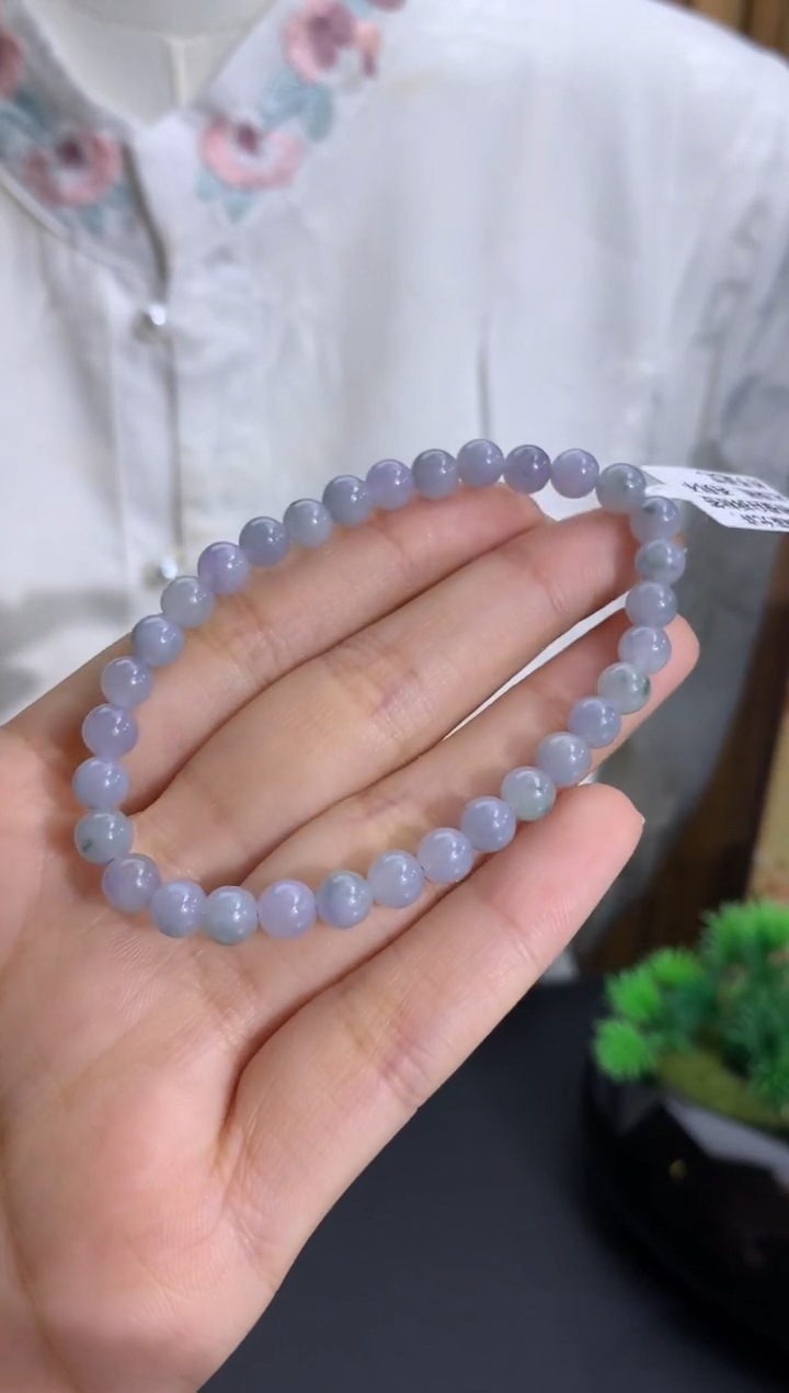 未镶嵌手链翡翠淡淡紫底飘花 卡5.6mm