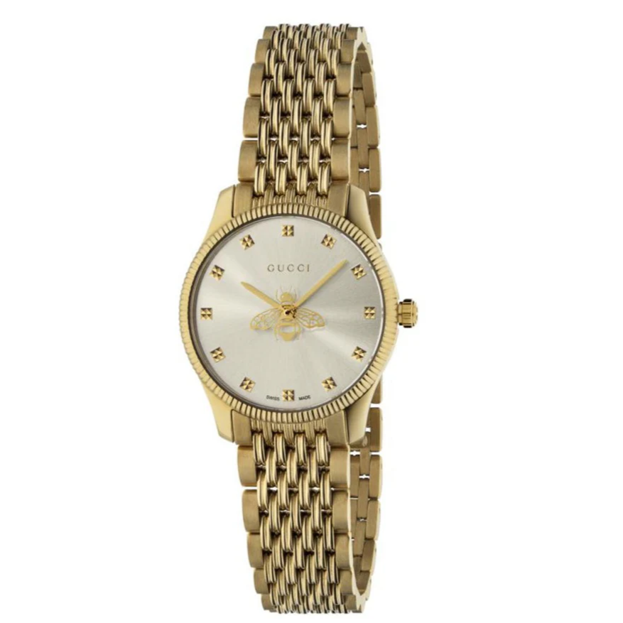 【海外直邮】Gucci/古驰时尚金色小蜜蜂钢带石英表YA1265021