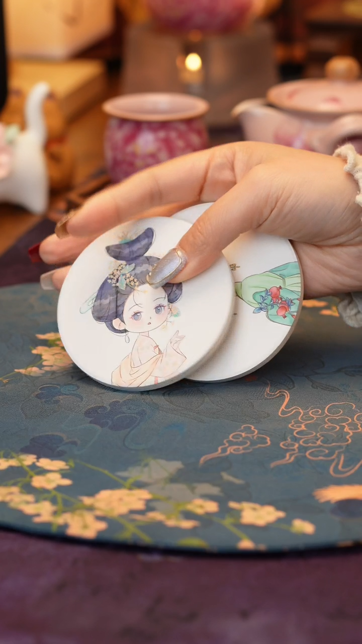 【闪购商品】古风美女杯垫一对·····