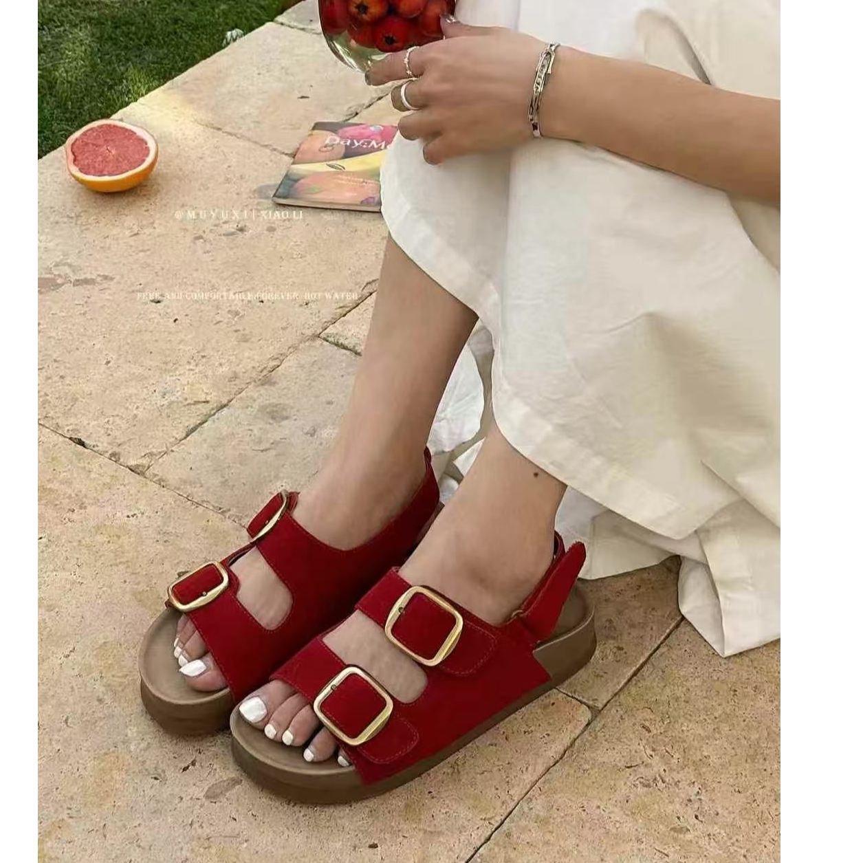 【媛媛の鞋店】木与希~6-769真皮凉鞋