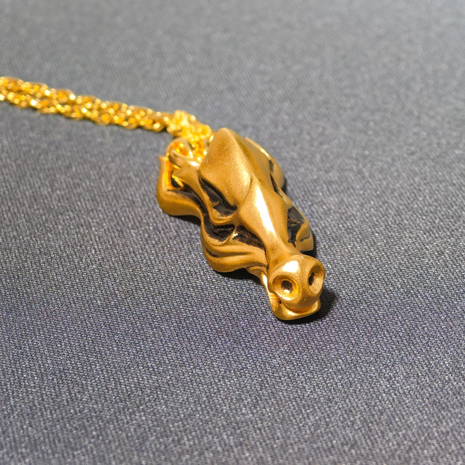 坠链均足银 厚金足银999工艺龙抬头吊坠点黑复古工雕刻个性时尚