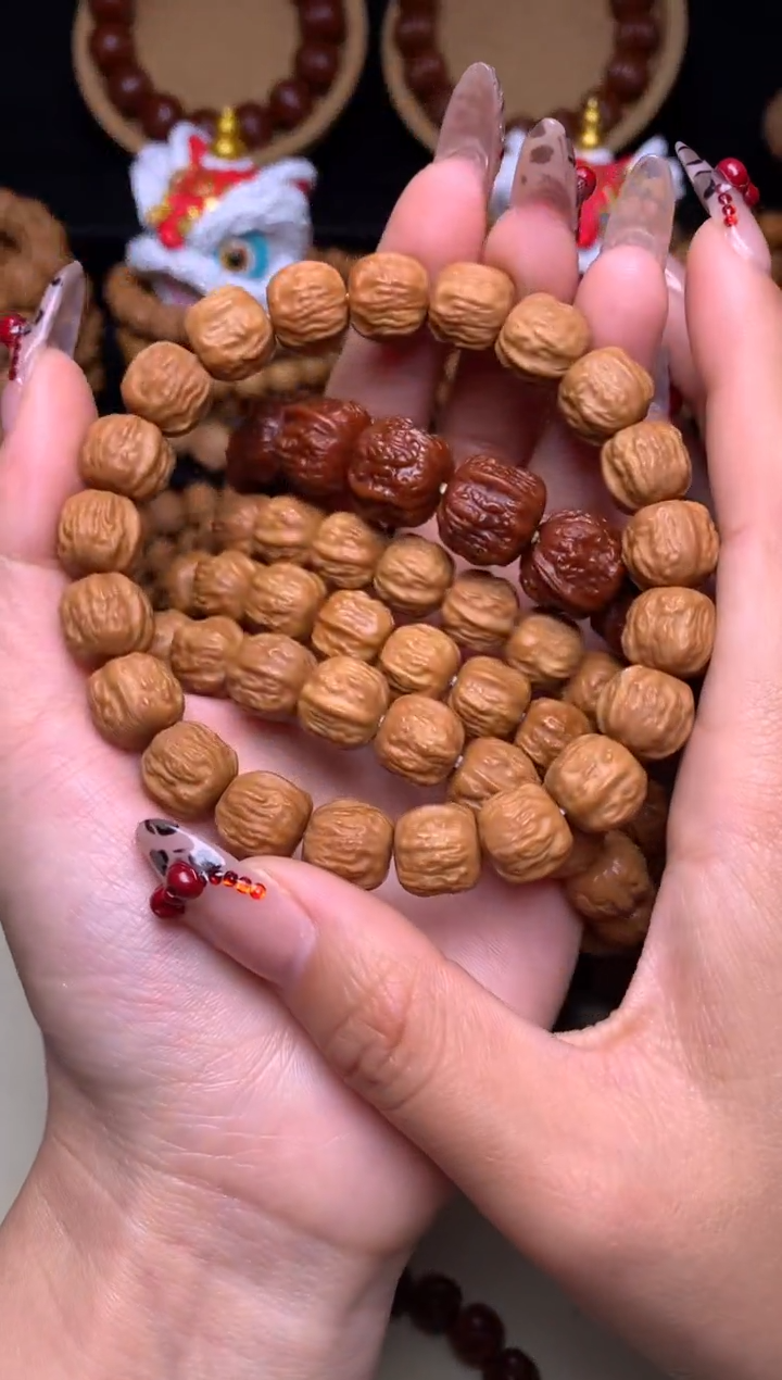 【闪购商品】文玩核桃手串12-13mm+金蟾蛤蟆头龙炎深雕全品
