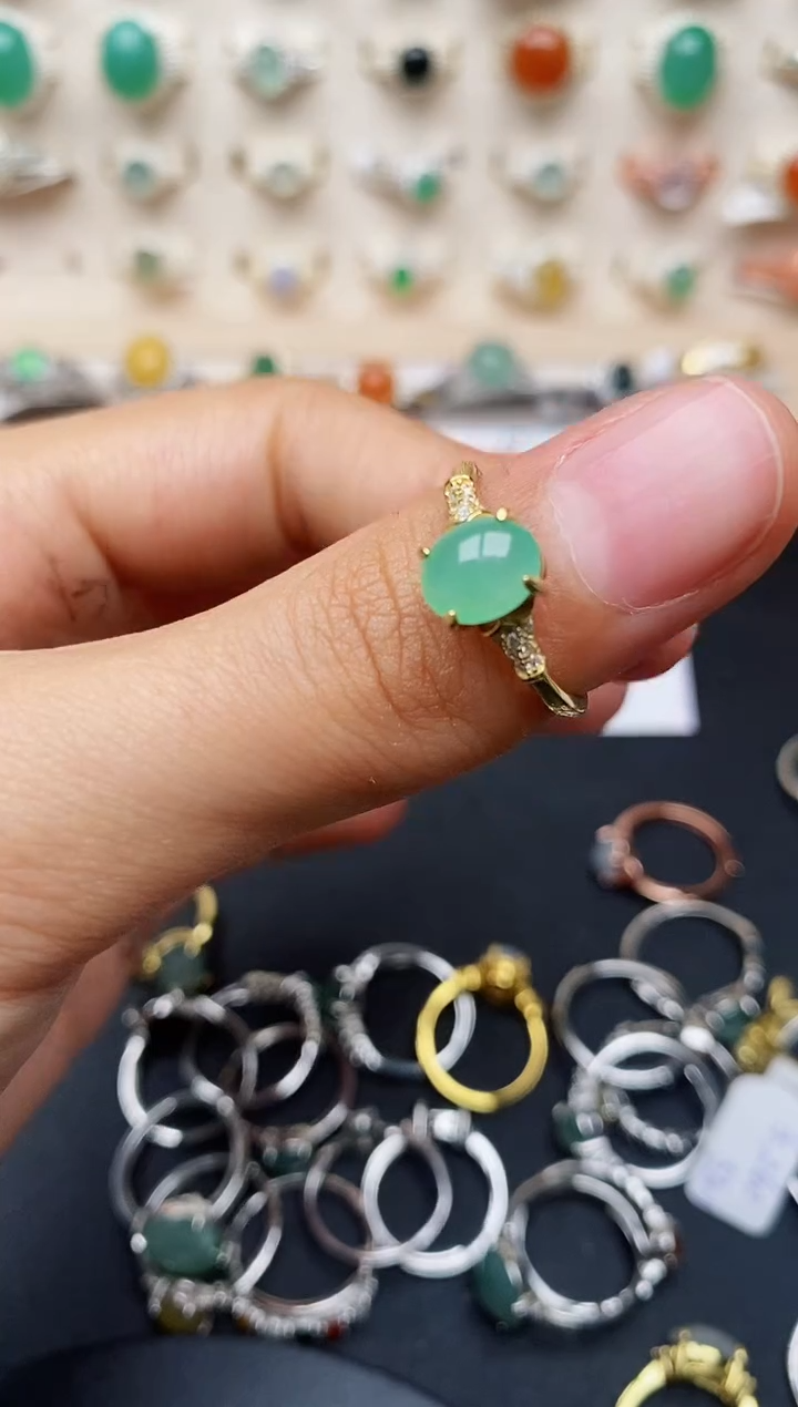 【闪购商品】翡翠戒指银S925镶嵌缅甸翡翠