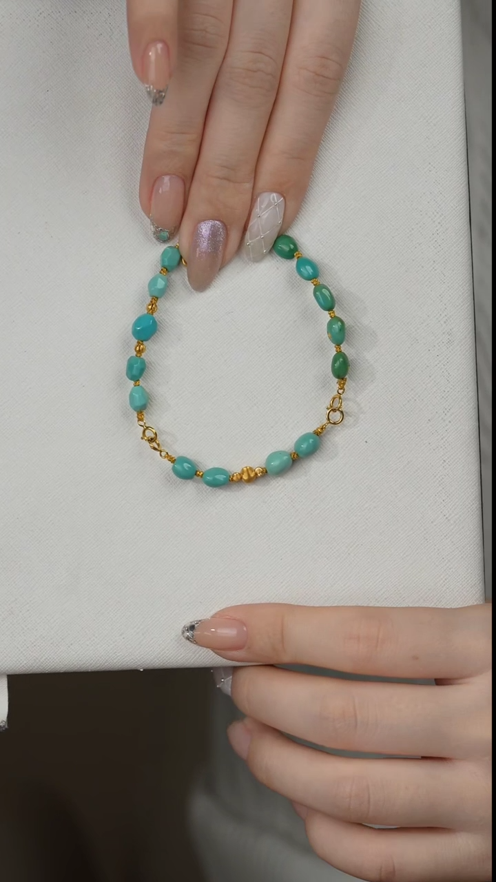 【闪购商品】绿松石手链18K金镶嵌M08（多样性发一件）