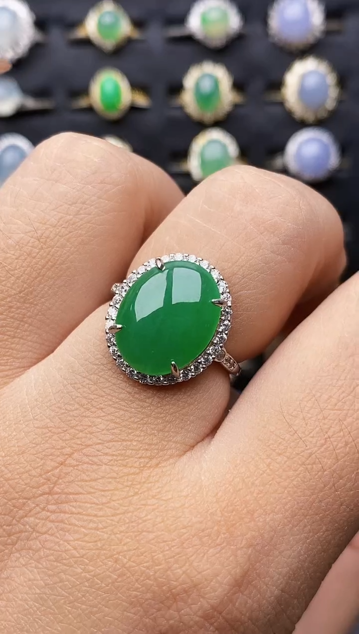 银S925镶嵌戒指翡翠0512