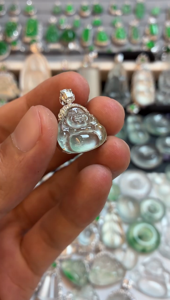 吊坠(不含链)18K金镶嵌翡翠佛公