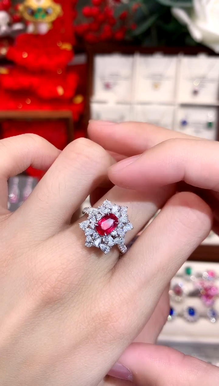 【闪购商品】红宝石戒指18K金镶嵌1.02ct/天然宝石/七天无理由