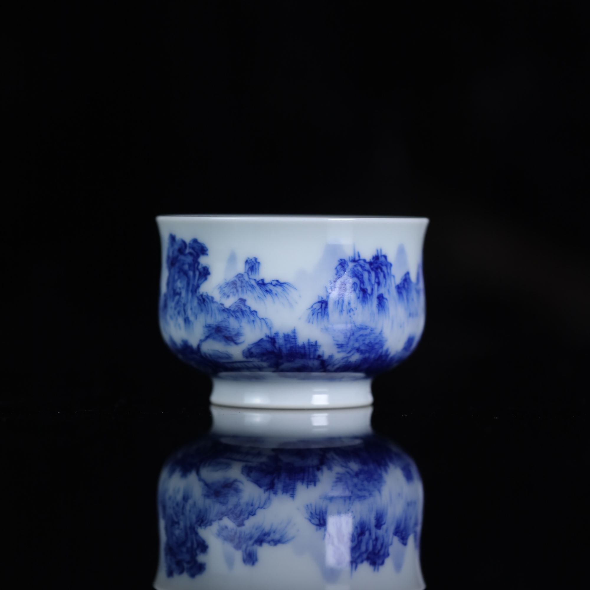 刘建锋窑青花山水小炉式杯茶具主人杯陶瓷茶杯顺丰包邮LJF043