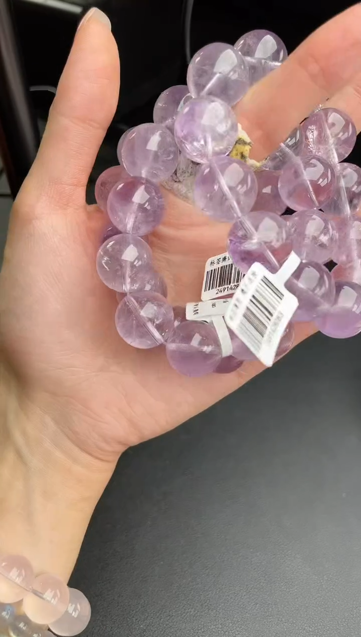 【闪购商品】水晶手链未镶嵌冰透薰衣草紫水晶16mm