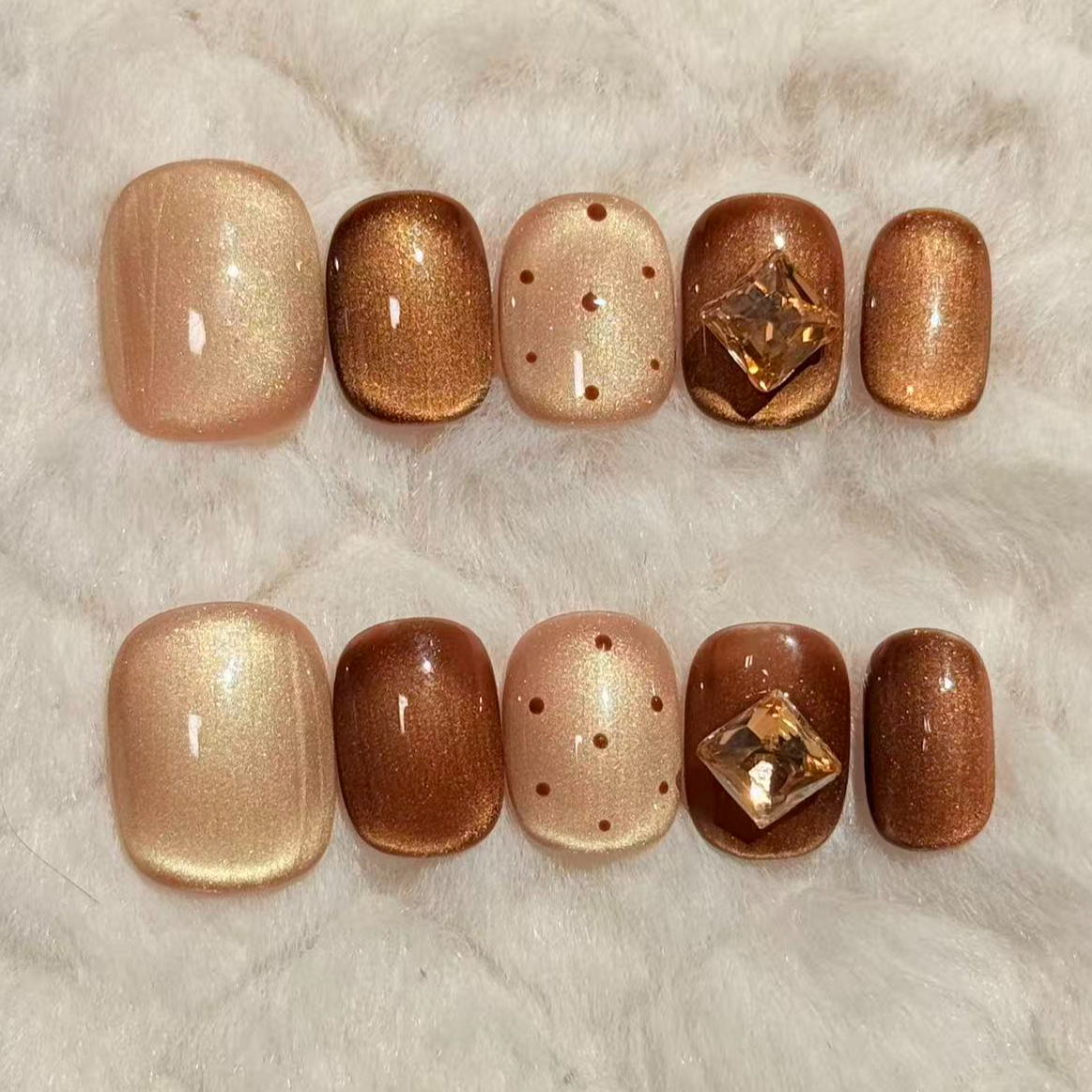 A05【焦糖可可】新年款纯手工秋冬显白气质穿戴甲