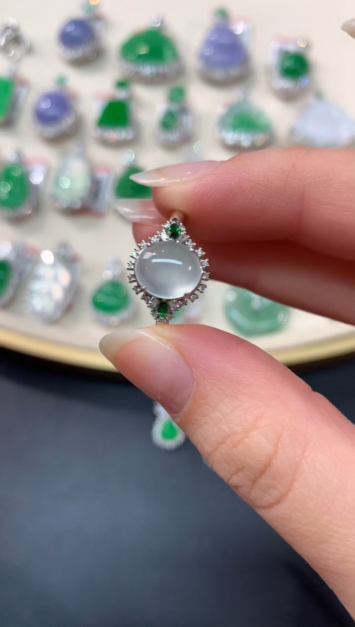 【闪购商品】翡翠戒指18K金镶嵌A258|5500