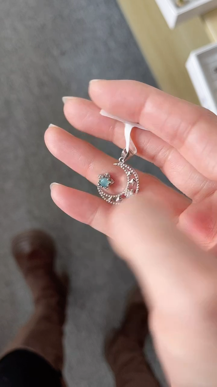 【闪购商品】欧泊颈饰银S925镀金镶嵌成品