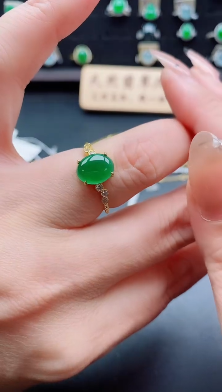 银S925镶嵌戒指翡翠1