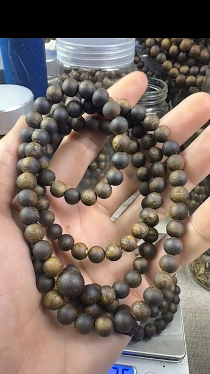 沉香手串海南沉香种植绿棋07多圈25克沉水浮