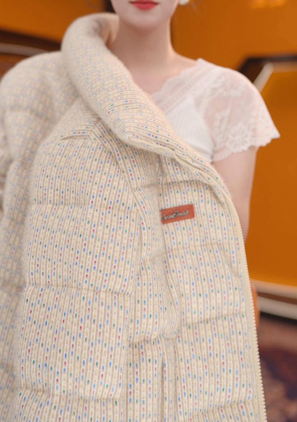 【叁】秋冬新款白色拼接加厚洋气百搭保暖羽绒服