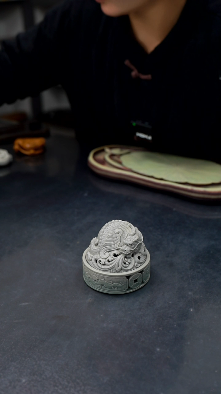 【闪购商品】松花石鱼化龙香炉