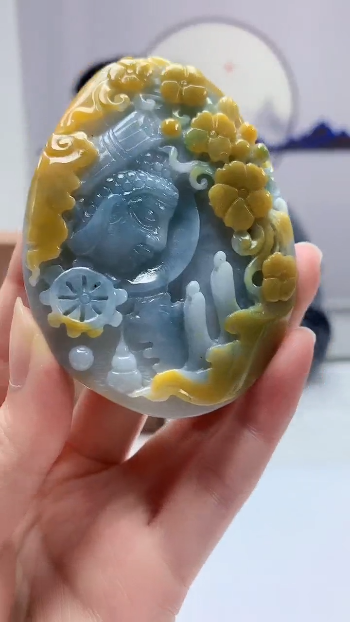 【闪购商品】定制翡翠未镶嵌5060zm-毛货挂件佛观天下50