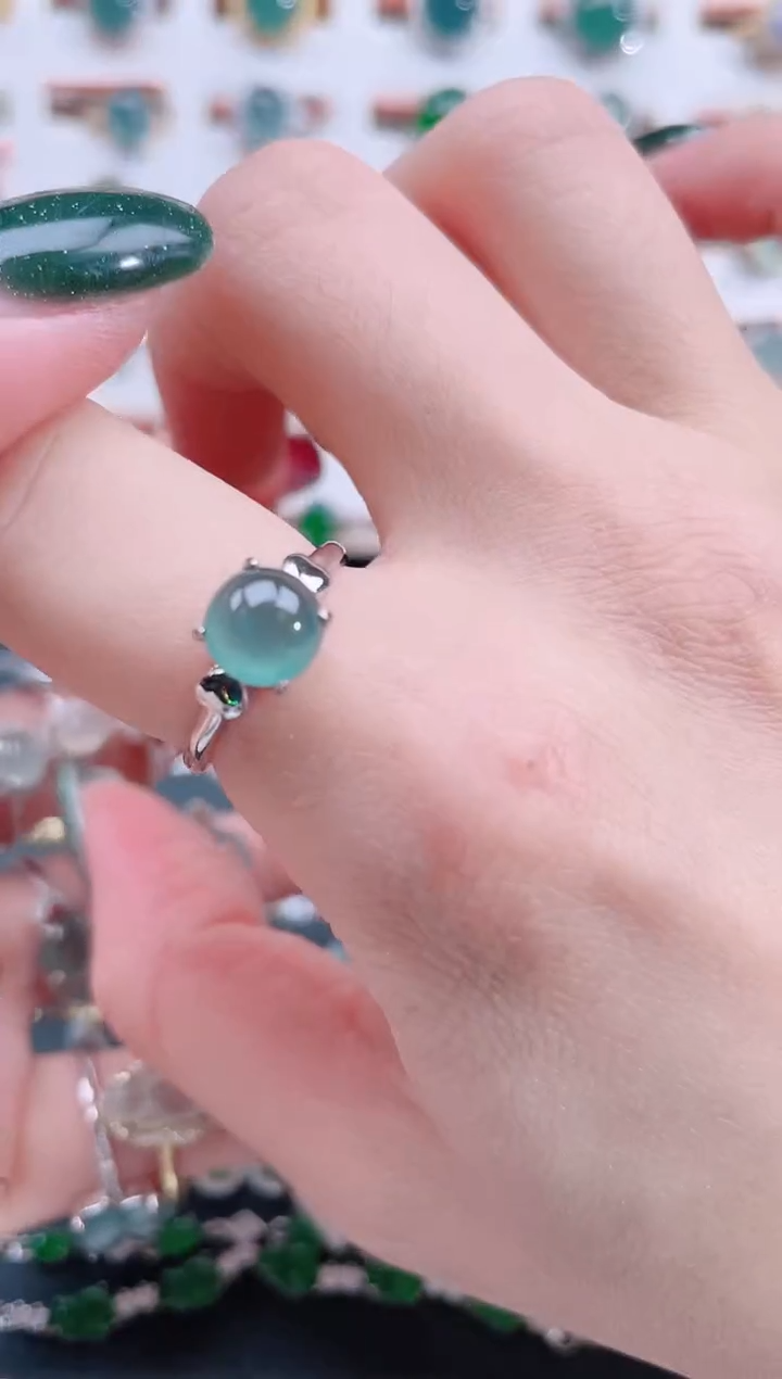 银S925镶嵌戒指翡翠天然翡翠