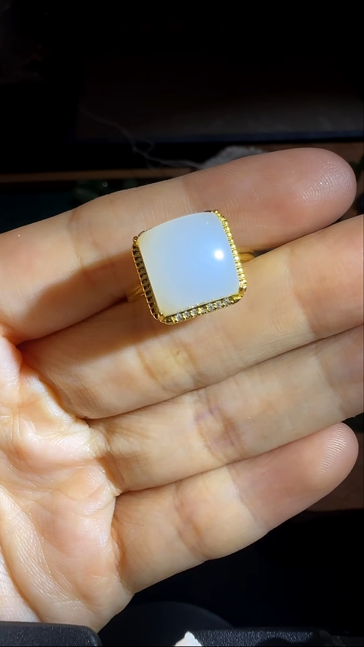 未镶嵌戒指和田玉和田玉白玉戒指可调节