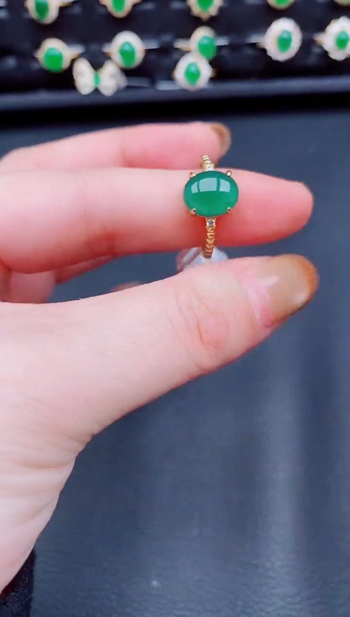 【闪购商品】翡翠戒指银S925镶嵌天然a货翡翠102