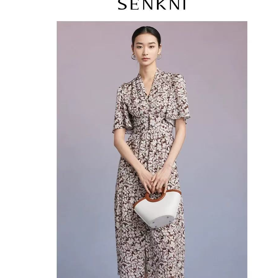 senkni/圣可尼法式气质度假收腰设计感连衣裙S161252MD
