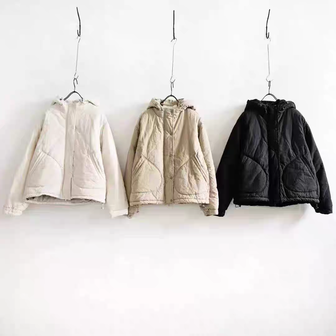 泡菜 puco 2025新款连帽下摆抽绳保暖摇粒绒棉服外套