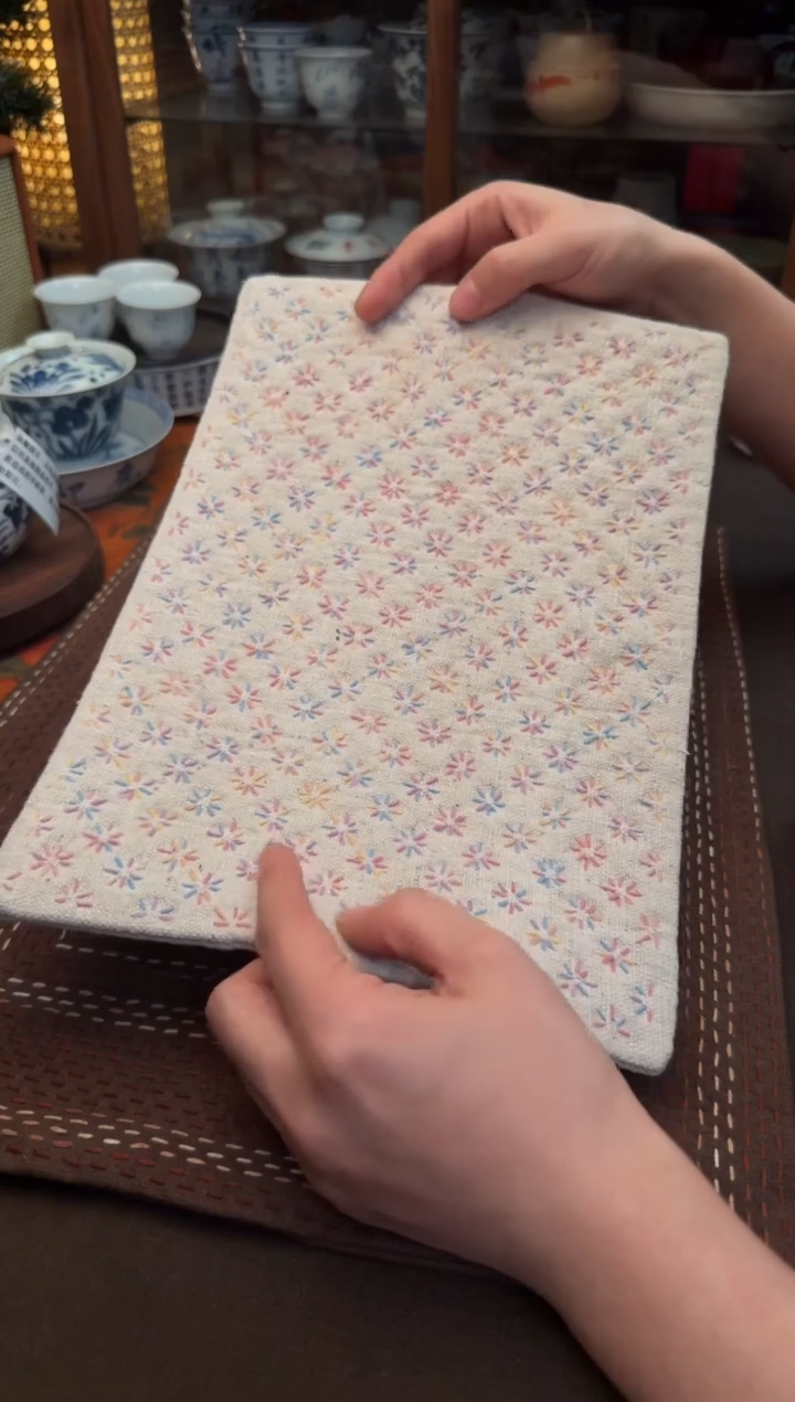 【闪购商品】织绣Cici手作刺子绣植物染柿染茶席-336