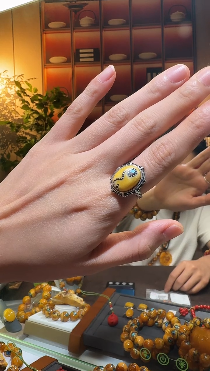 蜜蜡颈饰银S925镶嵌7天然蜜蜡珠宝奇石